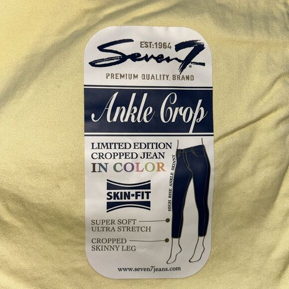 NEW Seven7 Limited Edition Lemon Yellow Ankle Cropped Jeans - Picture 4 of 7